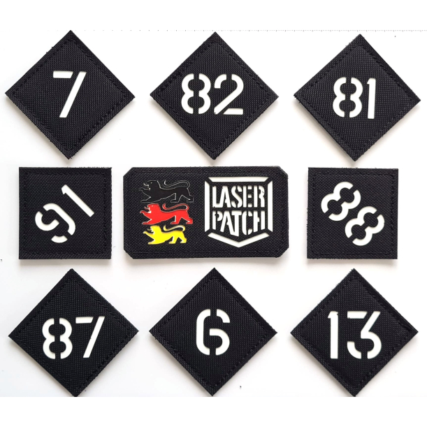 Nummer - Name Patch - fuer Helm Chestrigs - Plattenträger oder EDC - Laser Patch mit Klett