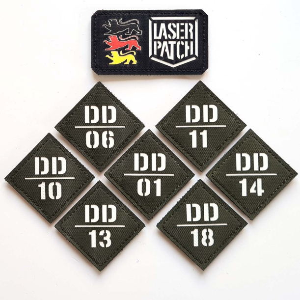 Nummer - Name Patch - fuer Helm Chestrigs - Plattenträger oder EDC - Laser Patch mit Klett