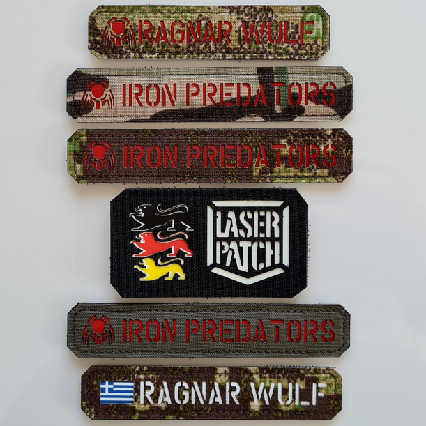 Lange Personalisierter Namensbaender mit Länderfahne – Lasercut Patch mit Klett