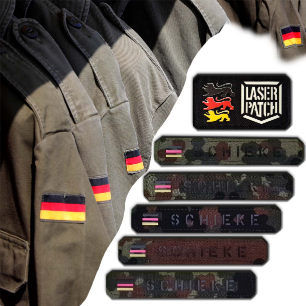 Lange Personalisierter Namensbaender mit Länderfahne – Lasercut Patch mit Klett