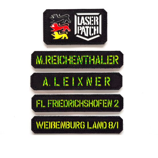 Langes Namensschild Chestrigs - Plattenträger - Combat Short - Lasercut Patch mit Klett