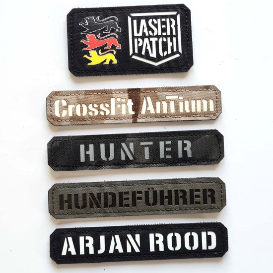Langes Namensschild Chestrigs - Plattenträger - Combat Short - Lasercut Patch mit Klett