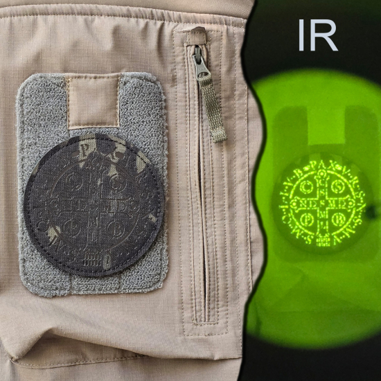 Sankt-Benedikt-Medaille | Katholisches Symbol | Christlich - Lasercut Patch mit Klett