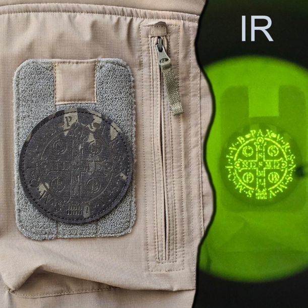 Sankt-Benedikt-Medaille | Katholisches Symbol | Christlich - Lasercut Patch mit Klett