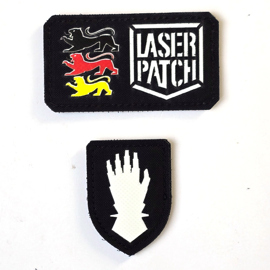 Warhammer Iron Hands laser patch with hook and loop backing