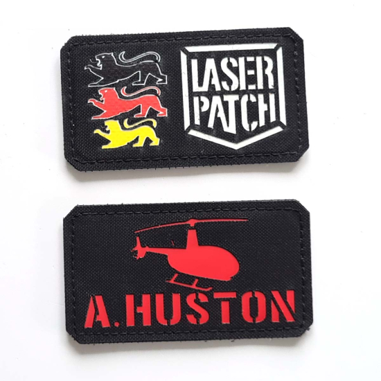Robinson Hubschrauberpilot - Individuelles Namen - Lasercut Patch mit Klett