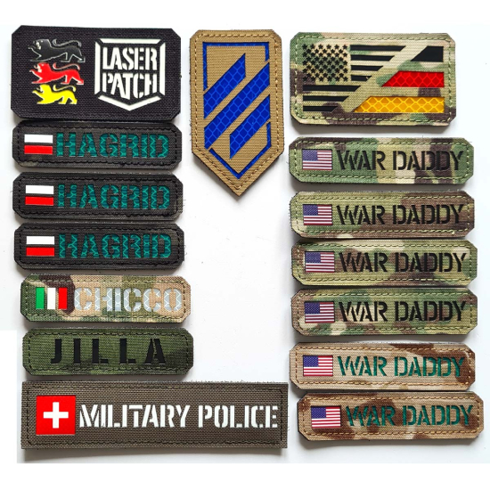 Individuelles Namenspatch Flagge Dein Name Fahne Land - Lasercut Patch mit Klett