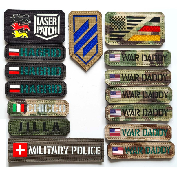 Individuelles Namenspatch Flagge Dein Name Fahne Land - Lasercut Patch mit Klett