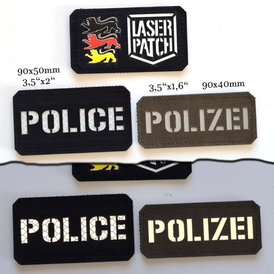 Polizei - Lasercut Patch mit Klett