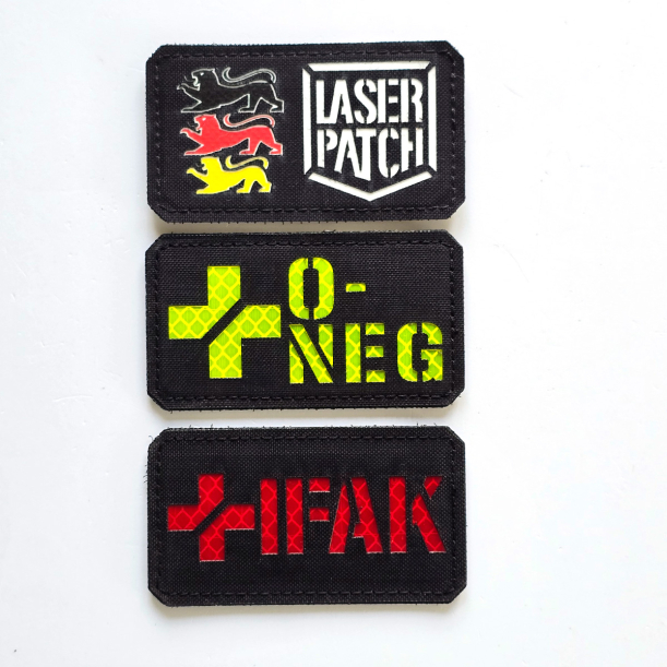 Blutgruppen Militär - Horizontale Kennung - Lasercut Patch mit Klett