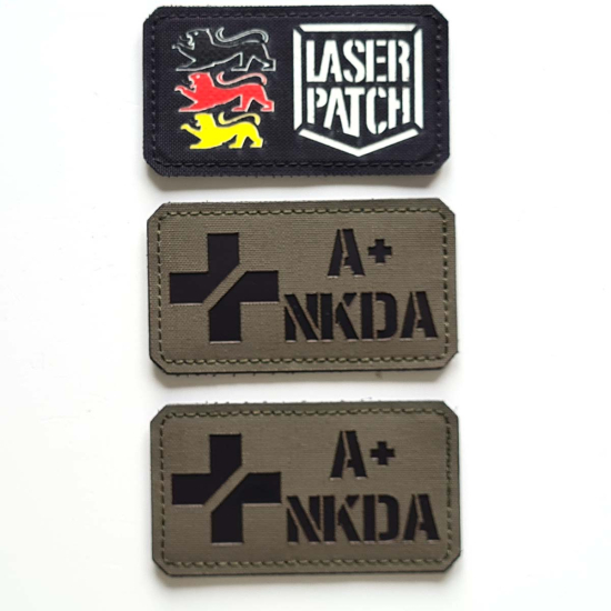 Blutgruppen Militär - Horizontale Kennung - Lasercut Patch mit Klett