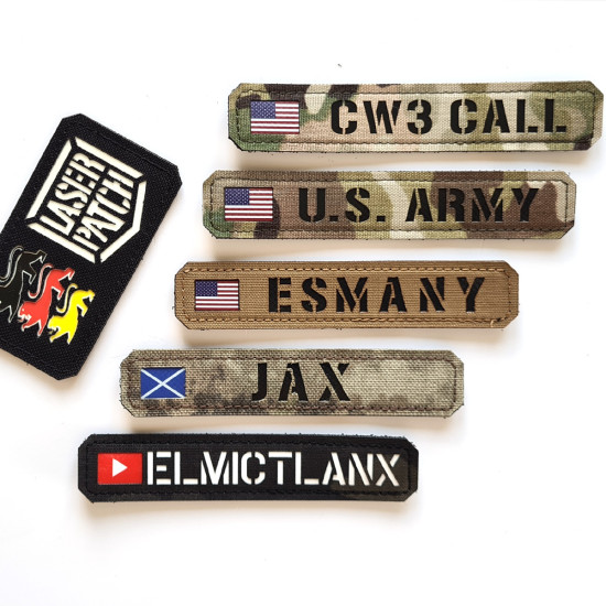 Lange Personalisierter Namensbaender mit Länderfahne – Lasercut Patch mit Klett