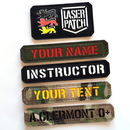 Langes Namensschild Chestrigs - Plattenträger - Combat Short - Lasercut Patch mit Klett