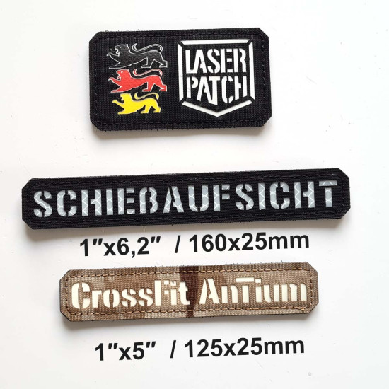 Extra Langes Namensschild Chestrigs - Plattenträger - Lasercut Patch mit Klett
