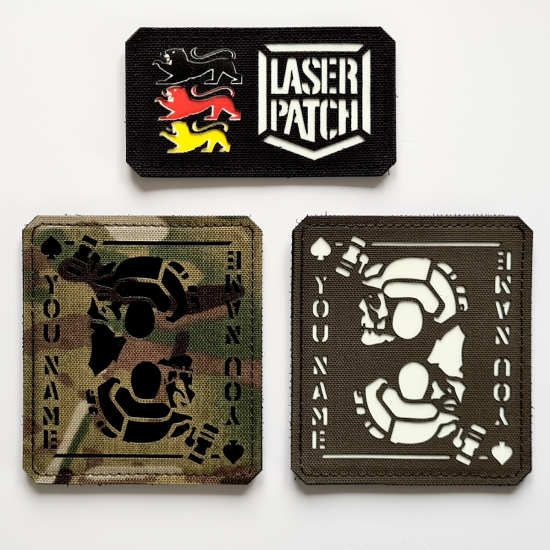 Pik Ass mit individuellem Namen Personalisierter Taktischer - Lasercut Patch mit Klett