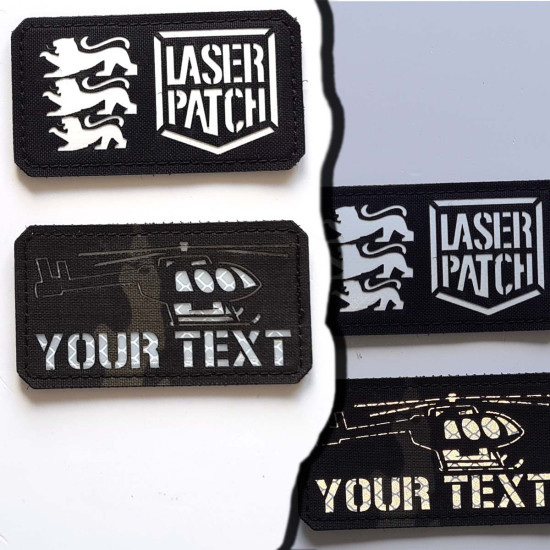 Hubschrauber Black Hawk mit individuellem Namen Personalisierter Taktischer - Lasercut Patch mit Klett