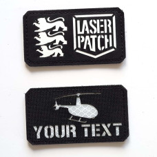 Robinson Hubschrauberpilot - Individuelles Namen - Lasercut Patch mit Klett