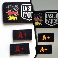 Kleine Blutgruppe - Militärische Medizinische Kennung - Lasercut Patch mit Klett