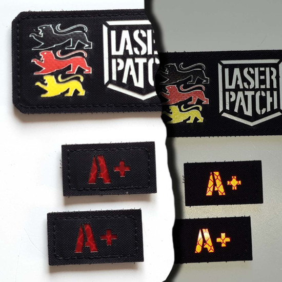 Kleine Blutgruppe - Militärische Medizinische Kennung - Lasercut Patch mit Klett