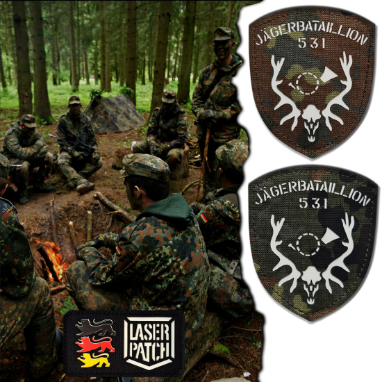 Bundeswehr Jägerbataillon 531 Deutsches Jäger Bataillon Taktischer - Lasercut Patch mit Klett