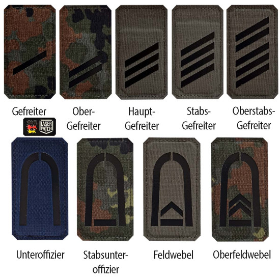 Bundeswehr Rangabzeichen Deutsches Militär Dienstgrad Abzeichen Taktischer- Lasercut Patch mit Klett