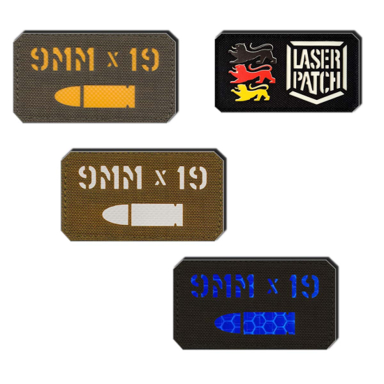 9mm Kaliber Laser Patch - Militär Patch