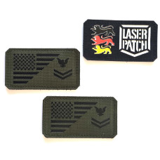 US Army - Flag with Enlisted Rank Insignia Laser Patch