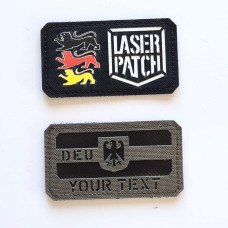 Individuelle DEU mit Ihrem Text - Name - Laser Patch mit Klett