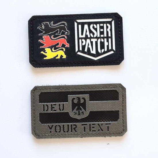 Individuelle DEU mit Ihrem Text - Name - Laser Patch mit Klett