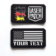 America Flag mit individuelle Name -  Laser Patch mit Klett
