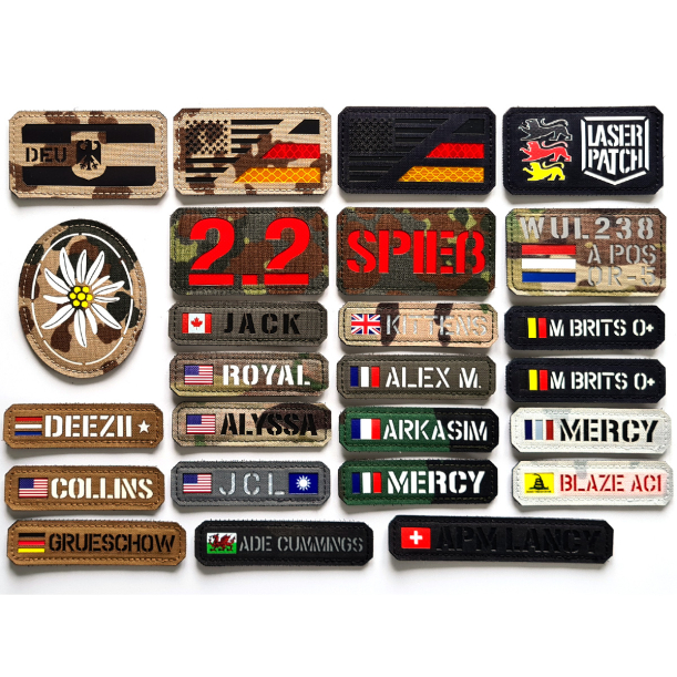 Individuelles Namenspatch Flagge Dein Name Fahne Land - Lasercut Patch mit Klett