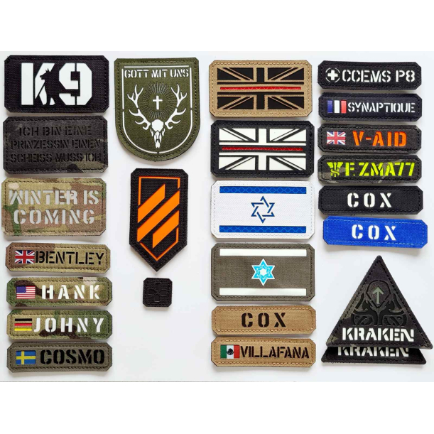 Individuelles Namenspatch Flagge Dein Name Fahne Land - Lasercut Patch mit Klett