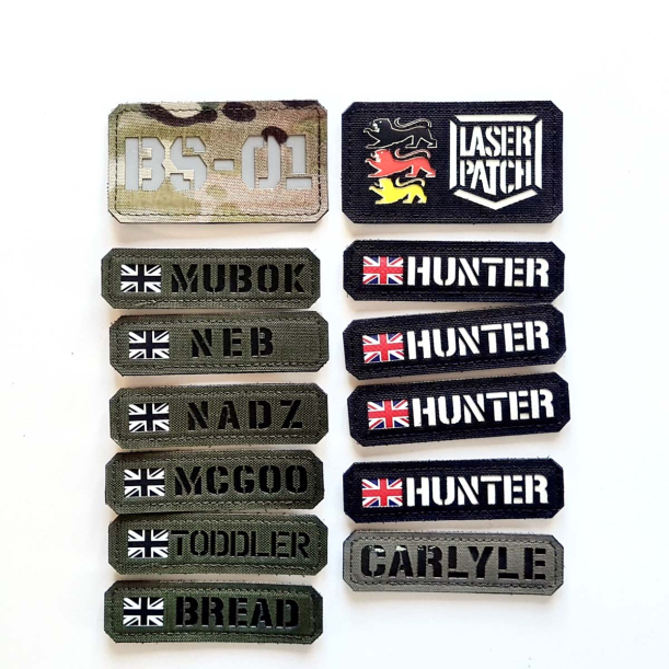 Individuelles Namenspatch Flagge Dein Name Fahne Land - Lasercut Patch mit Klett
