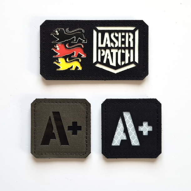 Blutgruppen - Quadratische Militärische - Lasercut Patch mit Klett