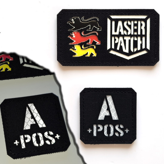 Blutgruppen - Quadratische Militärische - Lasercut Patch mit Klett