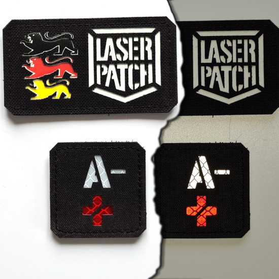 Blutgruppen - Quadratische Militärische - Lasercut Patch mit Klett