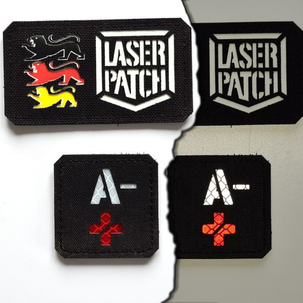 Blutgruppen - Quadratische Militärische - Lasercut Patch mit Klett