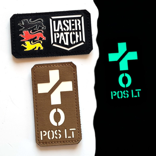 Vertikal Rotes Kreuz mit Blutgruppe - Medizinische Kennung - Lasercut Patch mit Klett