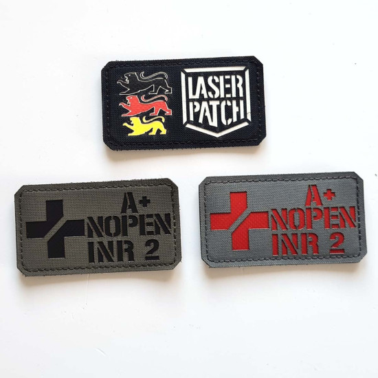 Blutgruppen Militär - Horizontale Kennung - Lasercut Patch mit Klett