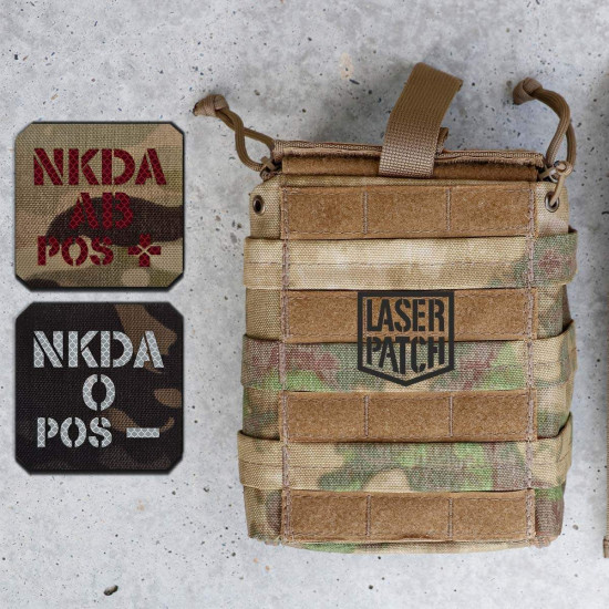 Blutgruppen - Quadratische Militärische - Lasercut Patch mit Klett