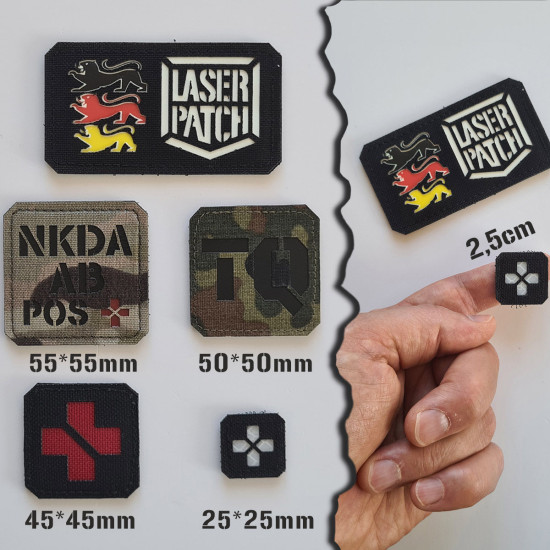 Blutgruppen - Quadratische Militärische - Lasercut Patch mit Klett