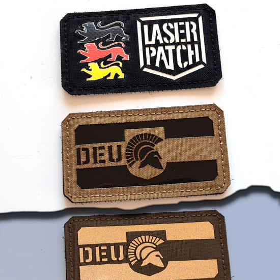 Deutscher Molon Labe Spartaner Taktischer - Lasercut Patch mit Klett