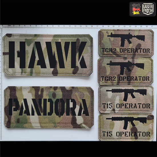Waffe T-15 mit Individuellem Namen – Lasercut Patch mit Klett