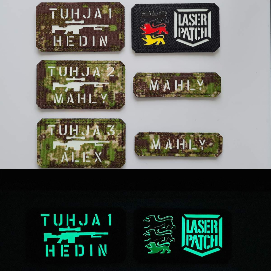 Waffe SAR 12 mit Individuellem Namen – Lasercut Patch mit Klett