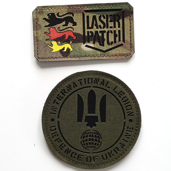 Ukraine Internationale Legion Ausländische Freiwillige Taktischer - Lasercut Patch mit Klett