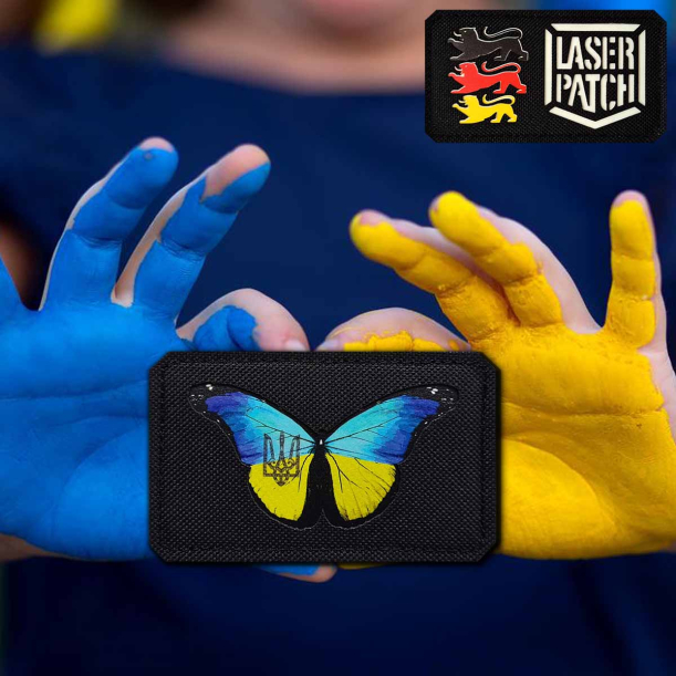 Ukraine Butterfly - Lasercut Patch mit Klett