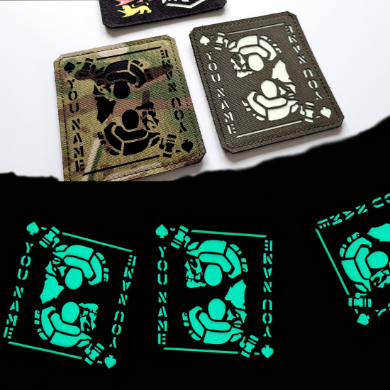 Pik Ass mit individuellem Namen Personalisierter Taktischer - Lasercut Patch mit Klett