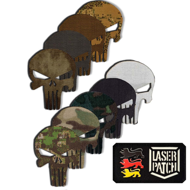 Punisher Schädel Alternatives Design Taktischer Moral - Lasercut Patch mit Klett