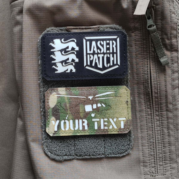 Hubschrauber Black Hawk mit Ihrem Text - Name - Laser Patch mit Klett