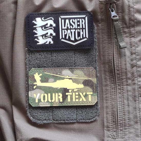 Apache AH-64 Hubschrauberpilot individuellem Namen - Lasercut Patch mit Klett